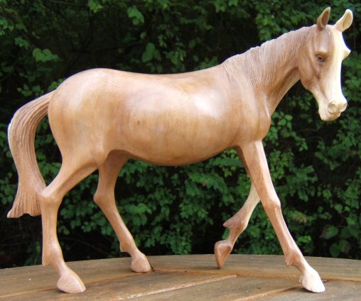 Carved Wooden Horse 30cm Long Fair Trade