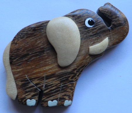 Elephant Side View Wooden Fridge Magnet