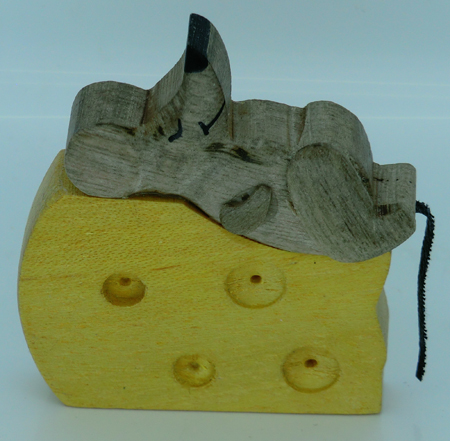 Mouse and Cheese Wooden Fridge Magnet
