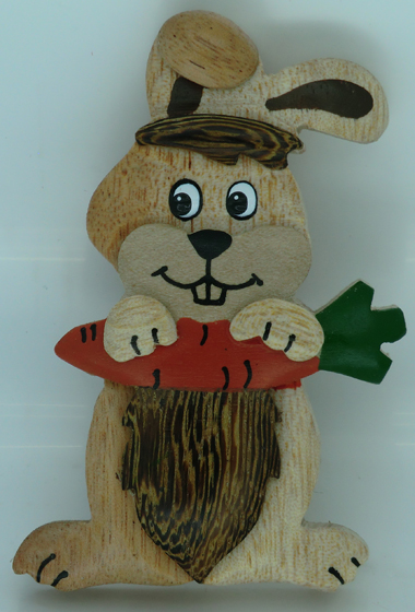 Rabbit and Carrot Wooden Fridge Magnet