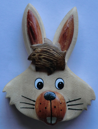 Rabbit's Head Wooden Fridge Magnet
