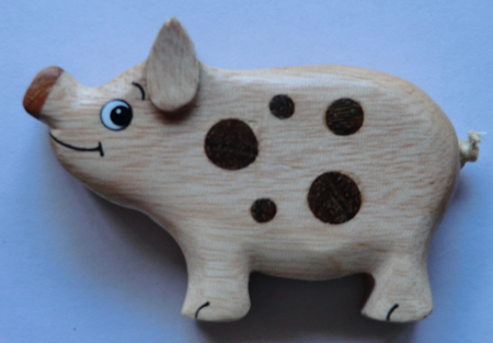 Spotted Pig Wooden Fridge Magnet