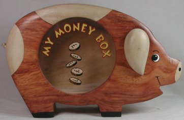 Large Pig Secret Wooden Money Box