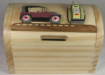 Brown Model T Ford Car Money Box Chest