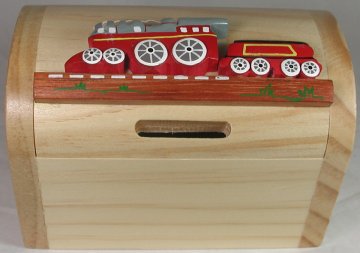 Red Steam Engine Money Box Chest