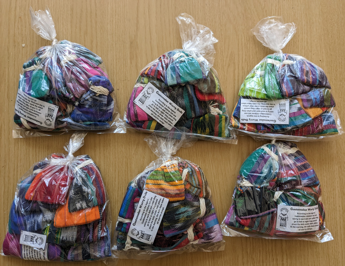 Guatemalan Worry Dolls - 72 Bags (6x12) (Fair Trade) Bulk Buy