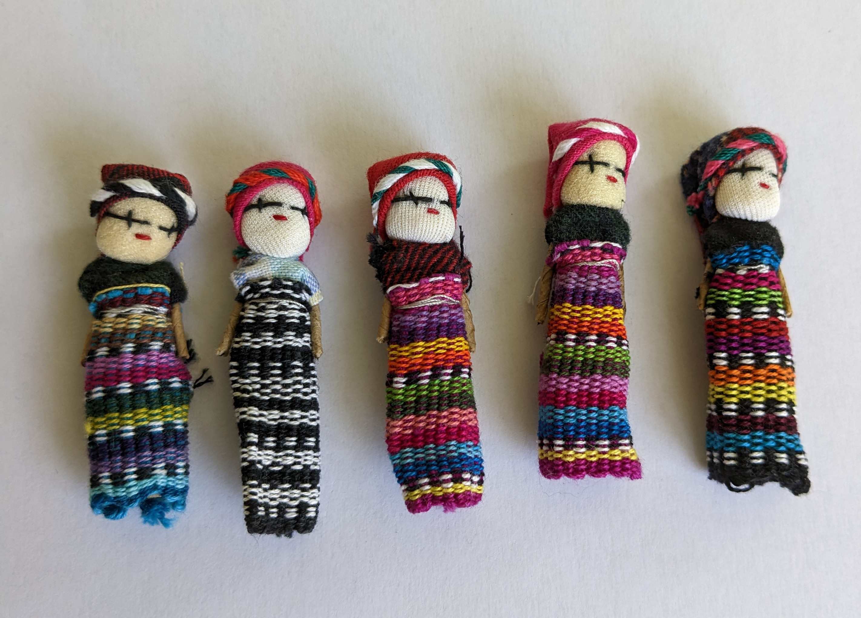 Large Guatemalan Worry Dolls - Five Dolls (Fair Trade)